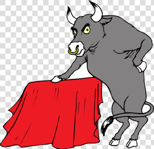 Bull With Red Cape Svg Clip Arts   Bull Seeing Red Cartoon  HD Png Download