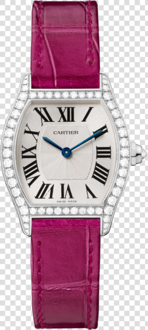 Uploads news tortue Wa501007 Rhodium Finish White Diamonds   Cartier Womens Watch Red  HD Png Download