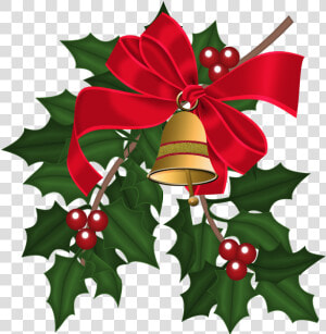 Christmas Bells  amp  Holly Leaves   Christmas Leaves Png  Transparent Png