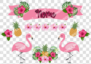 Topo De Bolo Flamingo Com Flores   Topo De Bolo Flamingo  HD Png Download