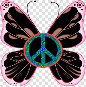 Hippie Clipart Trippy   Black And Pink Butterfly Png  Transparent Png