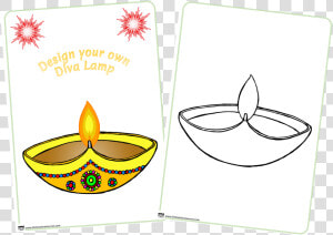 Free Design Diva Printable   Diva Lamp Diya Template  HD Png Download