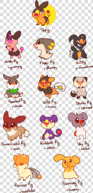 “tepig Variations Got To Love The Little Pig   ”   Pokemon Mixed Breeds  HD Png Download