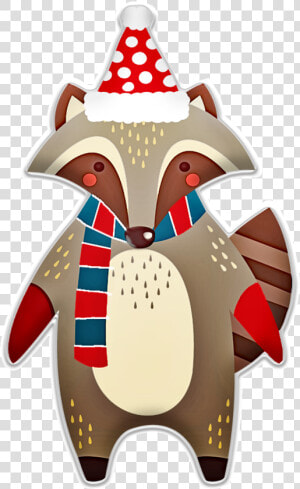 Christmas Raccoon  Hat  Scarf  Winter  Animal  Raccoon   Raccoon Christmas Png  Transparent Png