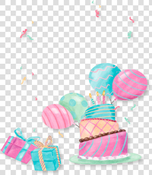 Cute Gift Birthday Cake Party Hand painted Clipart   Birthday Pastel Png  Transparent Png