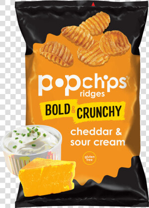 5oz Bag Of Cheddar And Sour Cream Popchips Ridges   Popchips Sour Cream And Cheddar  HD Png Download