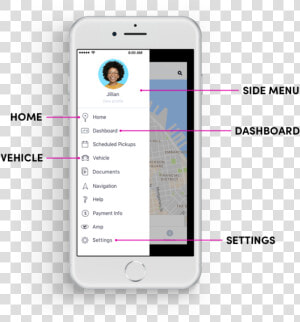 App Anatomy Sidemenu   Lyft Driver App Dashboard  HD Png Download