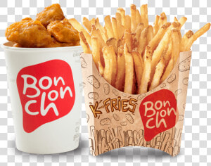 Chicken Poppers With Kfries   Bonchon Menu Fries  HD Png Download