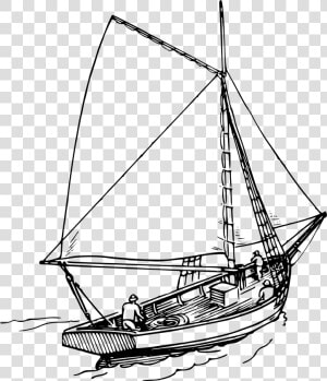 Sailboat Drawing Png   Boat In Ocean Drawing  Transparent Png