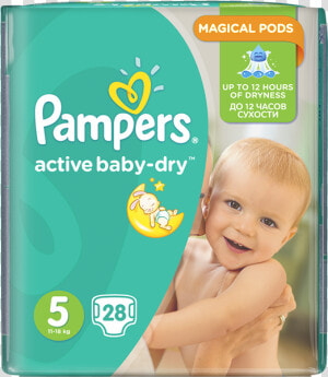 Pieluchy Pampers Active Baby dry Rozmiar 5   28 Szt   Pampers Baby Dry No 5  HD Png Download