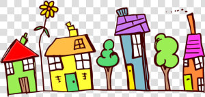 Clip Art Portable Network Graphics Neighbourhood Vector   Colorful Houses Cartoon Png  Transparent Png