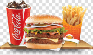 Hamburguesa Con Papas Y Coca Cola  HD Png Download