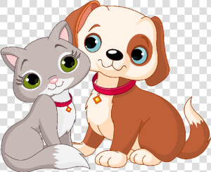 Pets Clipart Cute Pet   Cartoon Cats And Dogs  HD Png Download