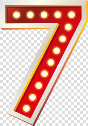 Red Number Seven With Lights Png Clip Art Image   Number Seven Clip Art  Transparent Png