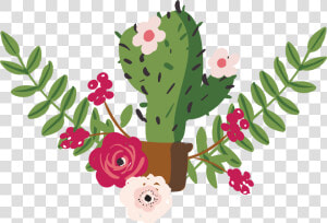 Transparent Potted Flowers Png   Flowers And Cactus Drawing  Png Download