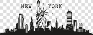 Skyline Drawing Pencil Silhouette Sketch   Stencil New York Skyline Silhouette  HD Png Download