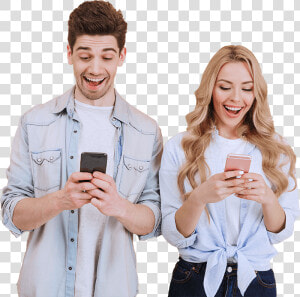 Gente Con Celulares Sonriendo  HD Png Download