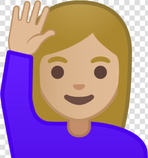 Woman Raising Hand Medium Light Skin Tone Icon   Woman Raise Hand Icon  HD Png Download