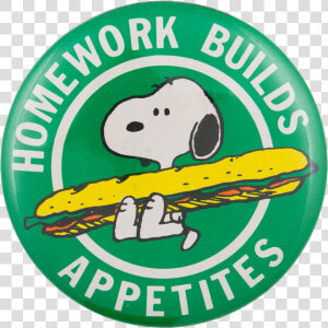 Snoopy Homework Builds Appetites Entertainment Button   Airplane  HD Png Download