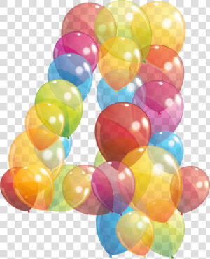 Transparent Four Number Of Balloons Png Image   Number 4 With Balloons  Png Download