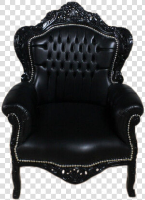 Big Baroque Armchair Black Frame  Black Leather   Armchair Black  HD Png Download