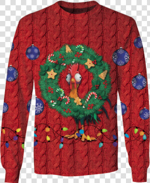 Gearhuman 3d Heihei Chicken In Christmas Day Custom   Long sleeved T shirt  HD Png Download