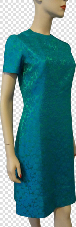 Vintage 1950s Brocade Dress Fit And Flare Blue Green   Cocktail Dress  HD Png Download