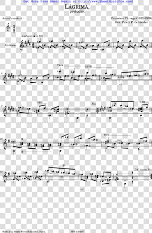 Lágrima Sheet Music   Sheet Music  HD Png Download