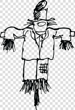 Drawing Farmer Scarecrow   Scarecrow Clipart Black And White  HD Png Download