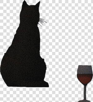  cat  silhouette  wine  wineglass  blackcat  catblack   Black Cat  HD Png Download