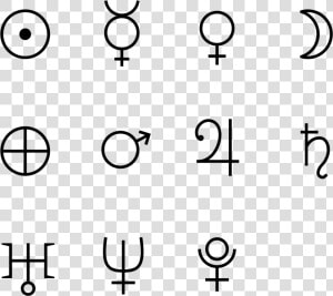 Astrological Glyphs Of Planets   Alchemy Symbols For The Planets  HD Png Download