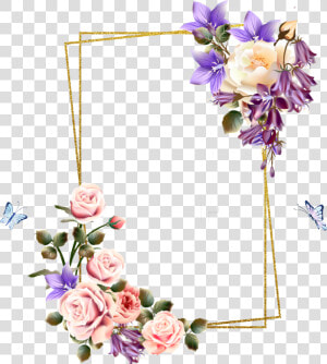  rose  square  flower  floral  frame  butterfly  gold   Nogizaka46  HD Png Download