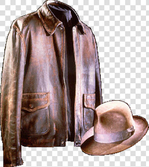 Genuine Smithsonian Leather Jacket And Fedora Worn   Original Indiana Jones Jacket  HD Png Download