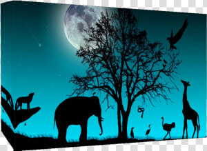 Duck Egg Blue Animals Silhouette   Moon And Animals Silhouette  HD Png Download