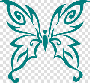 Teal Butterfly Clip Art At Clker   Butterfly Ovarian Cancer Ribbon  HD Png Download