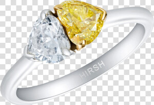 Duet Yellow And White Heart Shape Diamond Ring   Yellow Diamond Heart Shape  HD Png Download