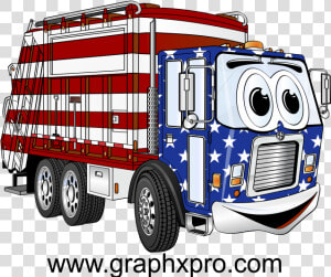 Red White Blue Garbage Truck Cartoon   Garbage Collection Cartoon Garbage Truck Png  Transparent Png