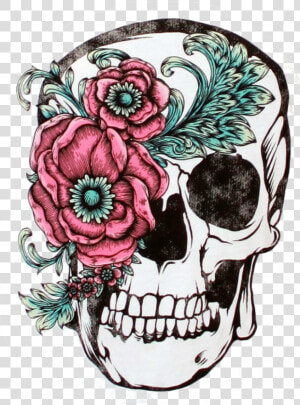 Calavera Flower Sleeve Skull Tattoo Free Clipart Hd   Day Of The Dead Flowers Drawings  HD Png Download