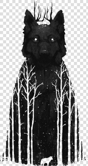 Black illustration black And White monochrome graphic   Black Wolf Tattoo Design  HD Png Download