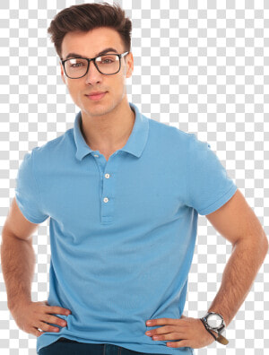 Prmo Vdo Mckp   Polo Shirt And Glasses  HD Png Download