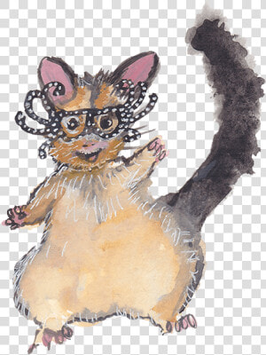 Possum Wearing Dame Edna Glasses   Illustration  HD Png Download