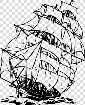 Black And White Pirate Png   Pirate Ship Clipart Black And White  Transparent Png