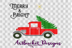 Merry  amp  Bright Christmas Truck Cutfile   Cross stitch  HD Png Download