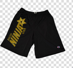 Rich Ninja Star Champion Shorts Black   Png Download   Board Short  Transparent Png