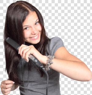 Girl Straightens Her Hair Png Image   Girl Doing Her Hair Png  Transparent Png