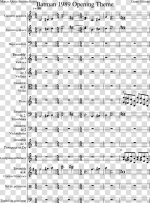 Batman 1989 Theme Sheet Music  HD Png Download