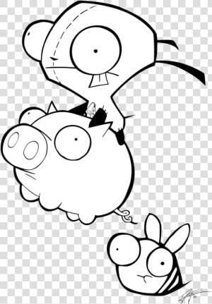 Invader Zim Coloring Page   Invader Zim Gir Pig  HD Png Download