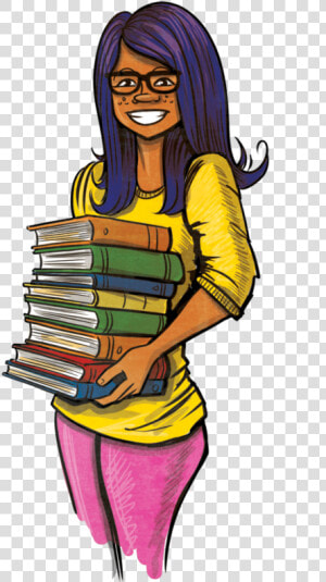 Transparent Cartoon Books Png   Librarian Drawing In Color  Png Download