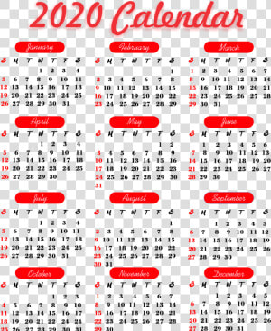 Yearly Calendar 2020 Printable Cute   Calendario 2020 Png Español  Transparent Png