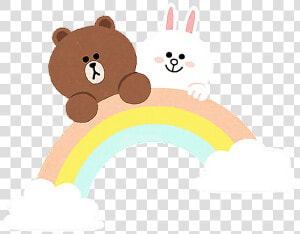  rainbow  line  brown  cony  love  cute  colorful  could   Brown And Cony Love  HD Png Download